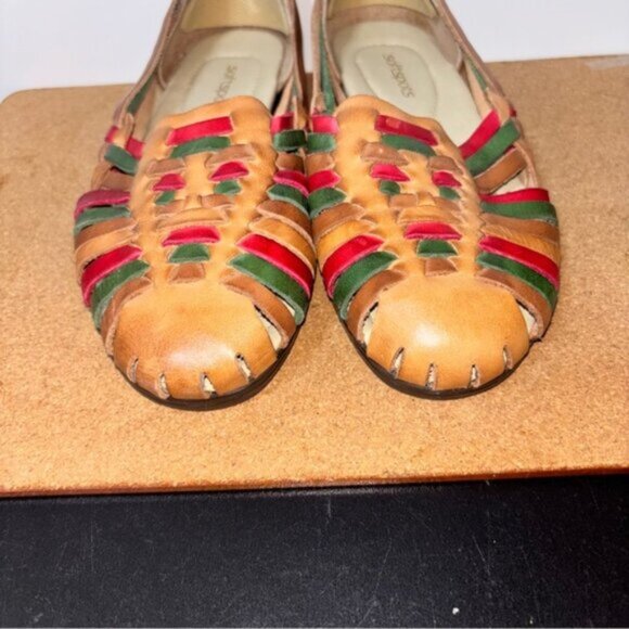 Softspots Multicolor Leather Flats 9W Shoes Bohemian Casual - Picture 4 of 9